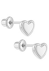 adorable small heart shaped silver baby earrings